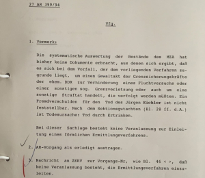 Die ZERV nahm im Fall Jürgen Eichler keine Ermittlungen auf.